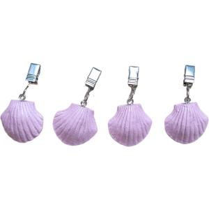 TwoFish Home Set of 4 Pink-Shell Resin Tablecloth Weights Clips Pink-Shell Handicraft Tablecloth Clamps Pack of 4