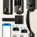 Veise VE06-H Smart Front Door Lock Set, App Control, Keyless Entry Deadbolt with Lever Handle, Electronic Digital Touchscreen Keypad, Auto Lock, Easy Install, Matte Black