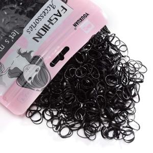 Youxuan 1000-Pack Elastic Hair Ties Non-slip Rubber Hair Bands for Girls, Black