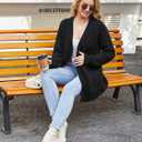 Snuggle Sac Cardigan Sweaters for Women with Pocket Trendy Casual Long Sleeve Tops Open Front Fall Winter Coats (Black, L)