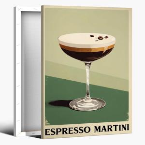 Vintage Cocktail Wall Art Espresso Martini Poster Funky Aesthetic Canvas Prints Retro Bar Cart Decor for Bar Bedroom 8x12inch Framed