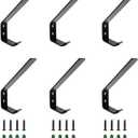 Wall Hooks 6 Pcs, Stainless Steel Coat Hooks for Hanging Towels Hats Keys Plants,Heavy Duty Metal Bathroom Hooks Wall Mounted with Screws (Black Large)