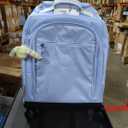 Kipling New Zea Metallic Blue Rolling Backpack with Retractable Strap and Laptop Compartment