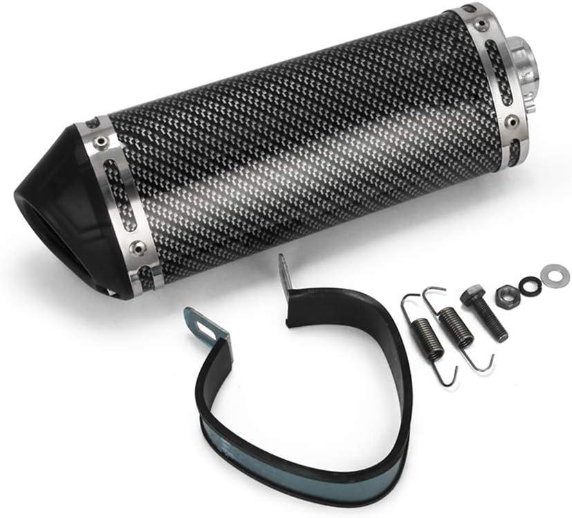 Universal 1.5" Inlet Exhaust Muffler With Removable DB Killer Slip On Dirt Street Bike Motorcycle Scooter - Carbon Fiber Color