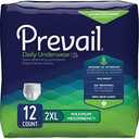 Prevail Daily Disposable Underwear 2X-Large, PV-517, Maximum, 12 Ct (2 Pack of 12 Count | 24 Count Total)
