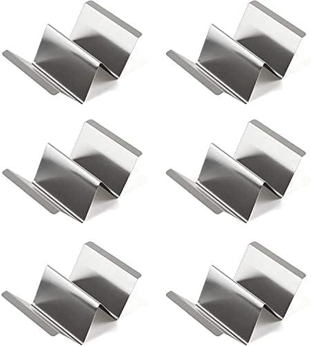 zeeooil Taco Holder Set of 6 Stainless Steel Taco Stand Baked Taco Rack with Handle, Each Rack Holds Up to 2 Tacos, Oven, Grill & Dishwasher Safe Taco Holders (Set of 6)