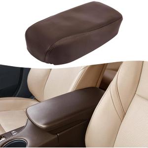 KBH Center Console Armrest Cover Replacement for Toyota Avalon 2013-2018, Vinyl Leather, Car Arm Rest Lid Skin Upholstery, Anti-Scratch, Brown (Without Lid)