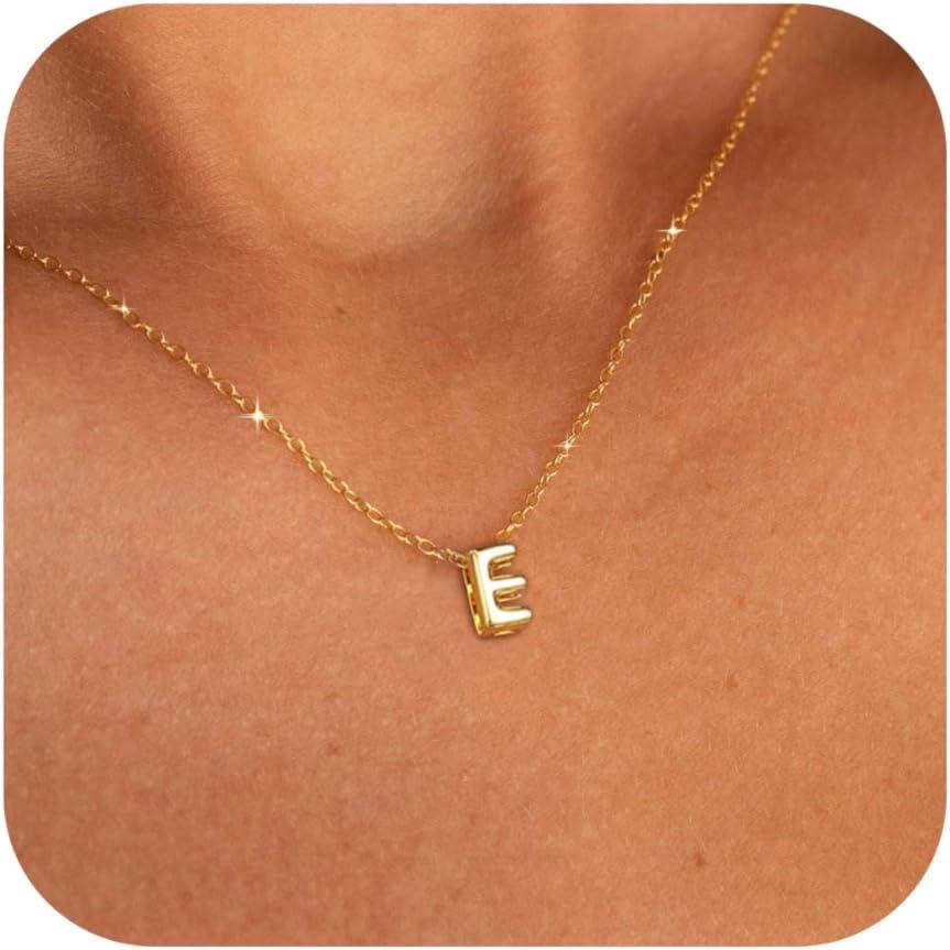 Initial Necklaces for Women Bubble Gold Silver Letter Necklace Dainty Personalized Charm Pendant Name Necklace Cute Non Tarnish Fashion Accessories Teen Gift Trendy Stuff Jewelry Gifts