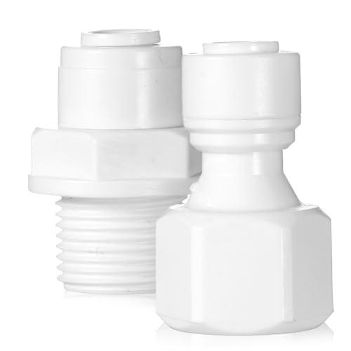 2 PCS Water Filter Quick Connector, 5/8" Male/Female Thread to 1/4", Water Filter Tubing Fittings