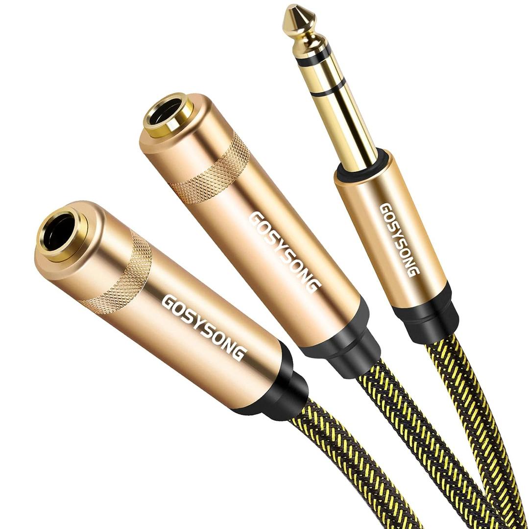 1/4 Stereo Splitter Cable - Male to Dual Female Adapter - 50cm/1.5ft (20 IN, Multicolored)