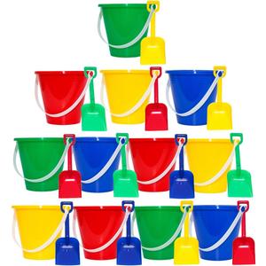 Holady 12 Pack 5'' Inch Sand Beach Buckets Pail with Beach Shovels,Sand Bucket Water Bucket for Beach Fun Great Summer Party Accessory