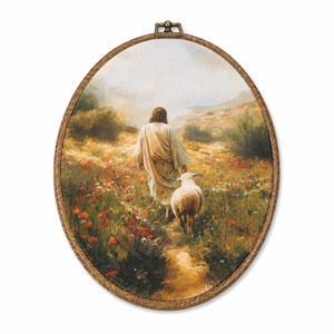 Yorhifa Jesus and Lamb Oval Wall Art