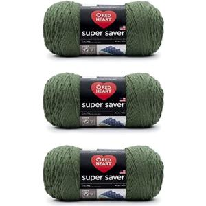 Red Heart Super Saver Medium Thyme Yarn - 3 Pack of 198g/7oz - Acrylic - 4 Medium (Worsted) - 364 Yards - Knitting/Crochet