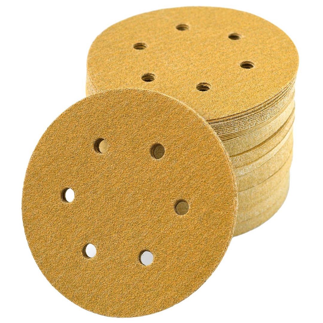 6-Inch 6-Hole Hook and Loop Sanding Discs 60-Grit, Random Orbital Sandpaper for Automotive and Woodworking, 100-Pack