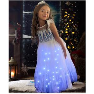 Hulaha Girls Elsa Costume Light Up Princess Costume Kids Halloween Party Led Dress 5-6Years