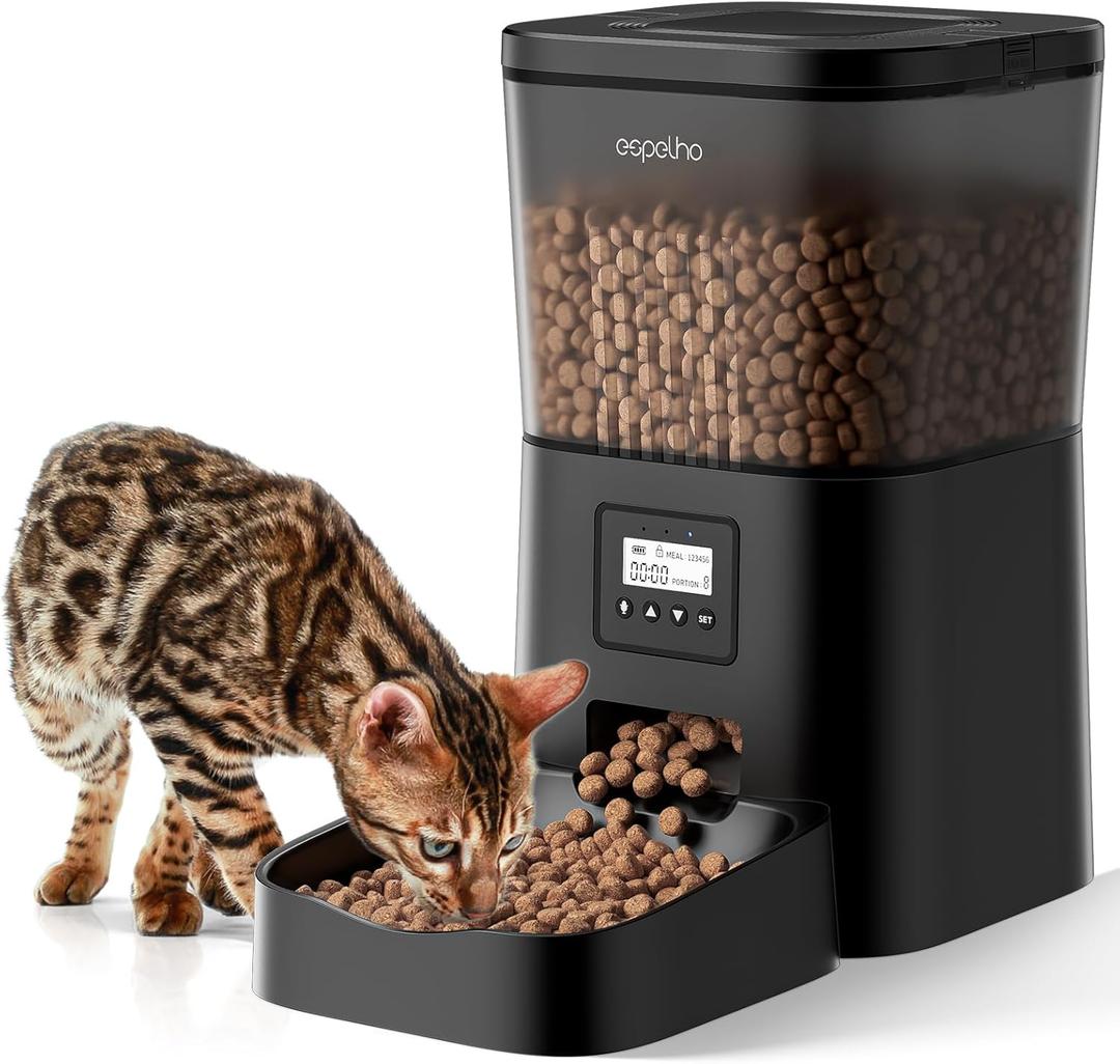 Espelho Automatic Cat Feeder- 4L Timed Cat Food Dispenser 1-6 Meals Control for Cat and Small Dog- Auto Pet Feeder with Desiccant Bag Keep Fresh for Reliable Easy Set Up and Clean- Voice Recorder Espelho Automatic Cat Feeder- 4L Timed Cat Food Dispenser 1-6 Meals Control for Cat and Small Dog- Auto Pet Feeder with Desiccant Bag Keep Fresh for Reliable Easy Set Up and Clean- Voice Recorder