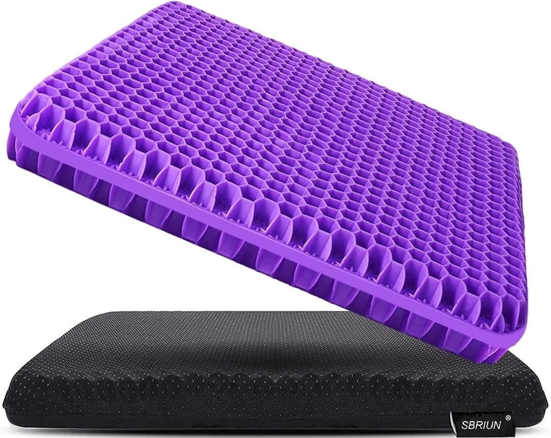 Gel Seat Cushion Pillow for Long Sitting – Office Chair Car Egg Seat Cushion with Non-Slip Cover for Back, Coccyx & Tailbone Pain Relief Pad - Pressure Reducing Honeycomb Designed for Comfort
