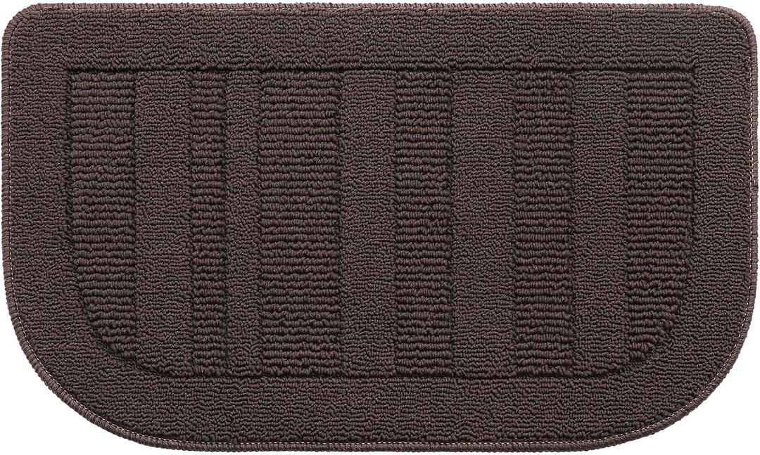 BEQHAUSE 30x18 Inch Kitchen Rug Mat Durable Kitchen Rugs Non-Slip Washable Absorbent Kitchen Mats for Floor Dirt-Resistant Semicircular Kitchen Mat (Brown)