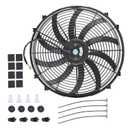 16 Inch Slim Fan Push Pull Electric Radiator Cooling Fan Universal High Performance 12V 120W Motor with Fan Mounting Kit (Black)