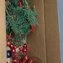 Giegxin 54 Pcs Red Christmas Centerpiece for Table DIY Farmhouse Xmas Decor for Dinning Table 6 Artificial Pine Branches 47 Red Vase Filler Balls 1 Glass Vase for Kitchen Tabletop Decor