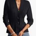 GRACE KARIN Women Cardigan Sweaters 2025 Fall,Long Sleeve Cropped Sweater Coat Trendy,Button Front Peplum Tops Lightweight L