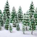 Skylety 35 Pieces Model Trees 1.2-6.3 Inch Mixed Miniature Trees Diorama Supplies Fake Plants Train Scenery Landscape Christmas Village Architecture DIY Crafts(Green,Snowy Cedar)