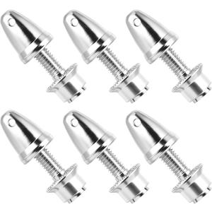 6 Pack RC Propeller Adapter, 4mm Motor Shaft Aperture to 6mm Output Axle, Aluminum Bullet Spinner Prop Saver for RC Airplane Brushless Motors DIY Parts