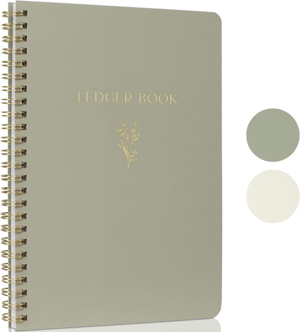 ZICOTO Easy to Use Accounting Ledger Book - The Perfect Expense Tracker Notebook for Your Small Business - Beautiful Personal Finance Checkbook, Income and Expense Log Book (Sage Green)