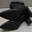 Syktkmx Womens Mid Calf Dress Boots Slouchy Pointed Toe Fall Winter Chunky Block High Heel Slip on Boots, 7