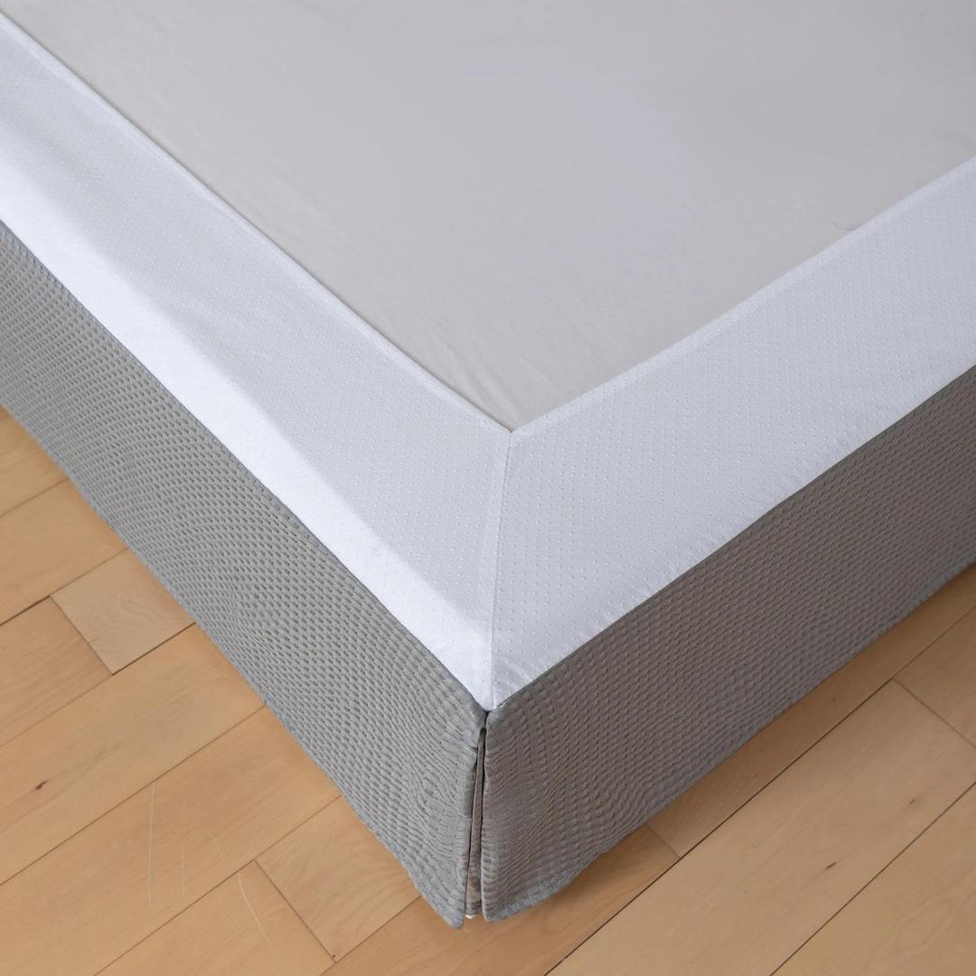 Full Bed Skirt, Wrap Around Bed Skirt with Pleated Corner, 14 Inch Drop Pleated Waffle Weave Bedskirts, Anti-Slip, Microfiber, Grey, 14'' Full (Gray)