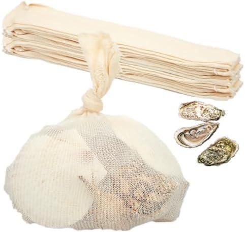 Vincreem 20 Pcs Seafood Boil Bags, Reusable Crab Boil Bags for Steaming and Boiling, Sturdy Soup Socks for Chicken Soup Cotton Mesh Strainer Cooking Pouches, 14 x 5 Inches