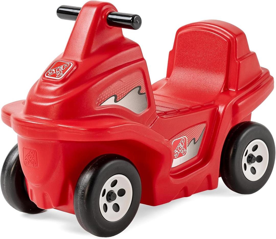 Step2 Rapid Ride & Hide Foot-to-Floor Toddler Ride-On Car, Coaster Compatible Riding Toy for Kids, Handlebar & Footrests, Indoor or Outdoor Play, 2+ Years Old, Red