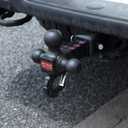 Patented Forged Trailer Hitch Tri-Ball Hitch with Hook: 3 Sizes in 1 Tow Ball Hitch, Fits 2-inch Hitch Receiver, Secure Locking Mechanism, Matt Black