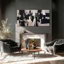 GAIDUOMAI Black and Grey Abstract Wall Decor for Living Room Gold Foil Canvas Painting Contemporary Artwork for Walls Neutral Black Art for Office Hotel 24"x 48"