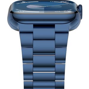 iiteeology Lightweight Stainless Steel Band Designed for Apple Watch Series 1-11, 42mm(Series 11/Series 10)/41mm/40mm/38mm, Replacement iWatch Bands for Women,Blue