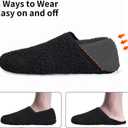WateLves Womens & Mens Lightweight Cozy Faux Furry House Slippers - Rubber Sole Slip On Sock Shoes - Foldable Travel Slippers - Indoor & Outdoor (Black)