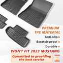 TripleAliners 3PCS Floor Mats Fit for 2026 2025 2024 Ford Mustang Front Rear Full Set Full Protection 1st & 2nd Row All Weather TPE Anti-Slip Custom Fit Floor 1st & 2nd Row 3-PC Liners