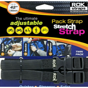 Pack Of 2 ROK Straps ROK10314 Black 12"  42" Pack Adjustable Stretch Strap