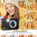 2025 New Digital Camera, 56MP FHD 1080P for Kids with 16x Digital Zoom Anti Shake, Face Detect, Smile Capture, 32GB TF Card, Battery, Lanyard, a Great Gift for Boys & Girls,Black