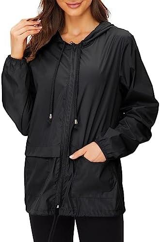 Zando Lightweight Rain Jacket Women Waterproof - Raincoat for Women Packable Rain coat Hooded Windbreaker for Travel Outdoor, 2XL