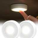 EZVALO LED Puck Lights, Rechargeable Battery Touch Light, 2.5'' Mini Tap Lights, Wireless Closet Light, Under Cabinet Lighting, 3 Color Temps, Sitck On Lights for Kitchen,Closet,Pantry,Shelves(2 Pack)