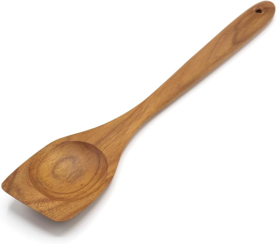 FAAY Right Hand Chopper, Wooden Spoon - Spatula, Break Up Ground Beef Utensils Made from High Moist Resistance Teak Wood for Non Stick Cookware. (Right Hand Chopper)