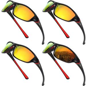 TOODOO 4 Pairs Men Polarized Sunglasses with UV Protection Driving Glasses Sports for Sport Outdoor Activities (Romantic Colors) TOODOO 4 Pairs Men Polarized Sunglasses with UV Protection Driving Glasses Sports for Sport Outdoor Activities (Romantic Colors)