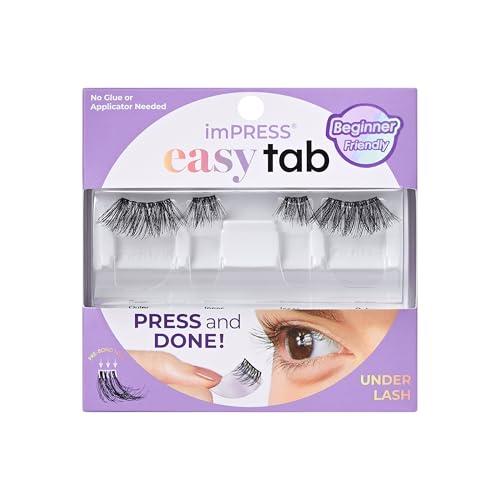 KISS imPRESS Falsies Easy Tab Press On Self Adhesive Eyelashes, Black, 'Demi Wispy', 1 Pair of 8mm-10mm Inner Natural Volume Eyelash Clusters & 1 Pair of 11mm-13mm Outer Half-Lashes with Easy Tabs