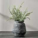 SIDUCAL Ceramic Rustic Farmhouse Flower Vase, Pottery Decorative Flower Vase for Home Decor, Table, Living Room Decoration, Shelf Decor, Mantel, 7.3 Inch, Black