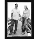 Malden International Designs Black Sleek With Silver Inside Border Picture Frame, 5x7, Black