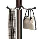 Kertnic Metal Coat Rack Stand with Natural Marble Base, Free Standing Hall Tree with 12 Hooks for Hanging Scarf, Bag, Jacket, Home Entry-way Hat Hanger Organizer (Bronze)