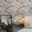 Brick Wallpaper Peel and Stick Wallpaper 17.3"x197" Grey and White 3D Brick Wallpapers Self Adhesive Vintage Wall Paper Removable Textured Contact Paper for Fireplace Kitchen Home Decoration Vinyl