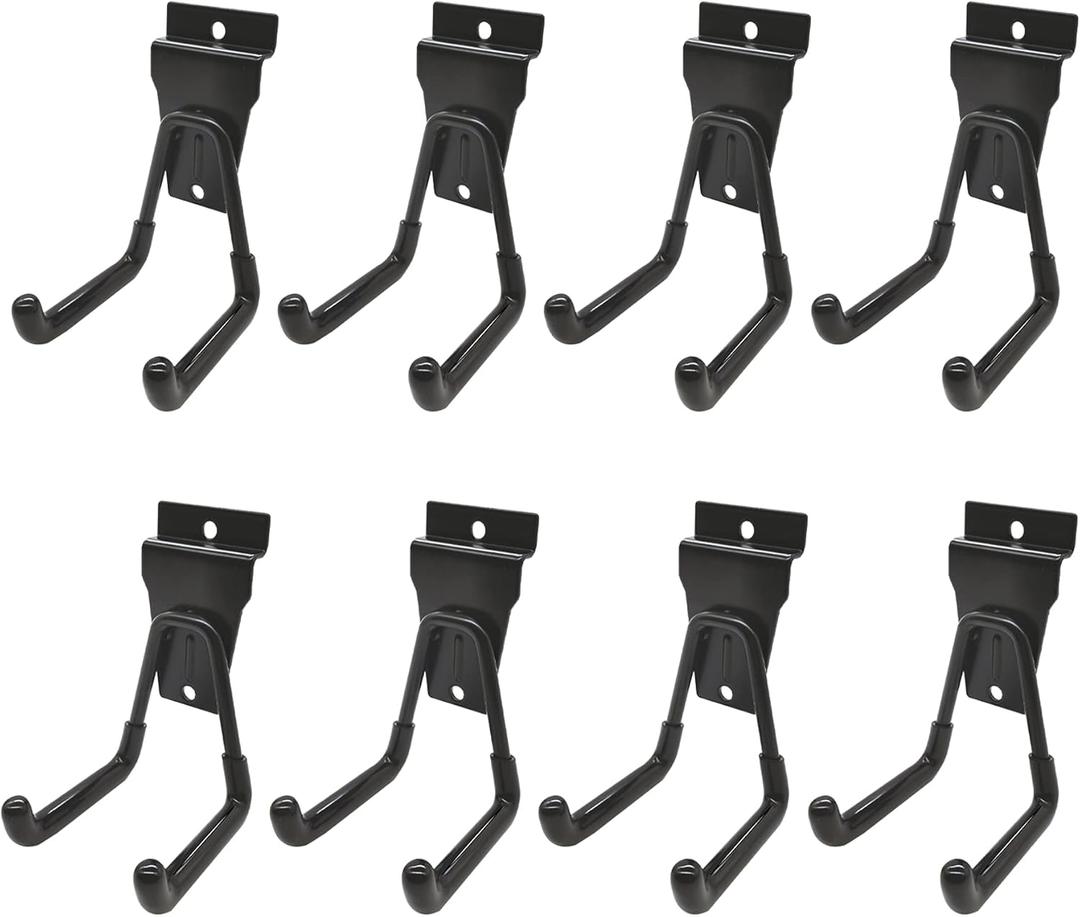 Slatwall Accessories, Black Slatwall Hooks and Hangers, Sturdy Slat Wall Accessory, 8 Pack