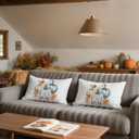 Fall Lumbar Pillow Covers 12x20 inch Set of 2  White Linen Decorative Throw Pillowcases, Double-Sided Pumpkin Print, Slightly Water-Resistant, Cushion Covers for Autumn Home Dcor